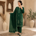 Noorani Embroidered 3-Piece Lawn Suit - Bottle Green