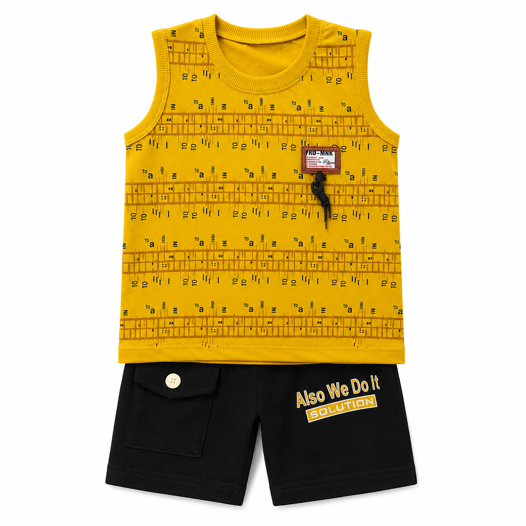Boys Sunny Day Sleeveless Set - Mustard & Black