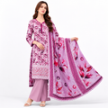 Gulnaar Printed 3-Piece Lawn Suit - Pink & Lavender