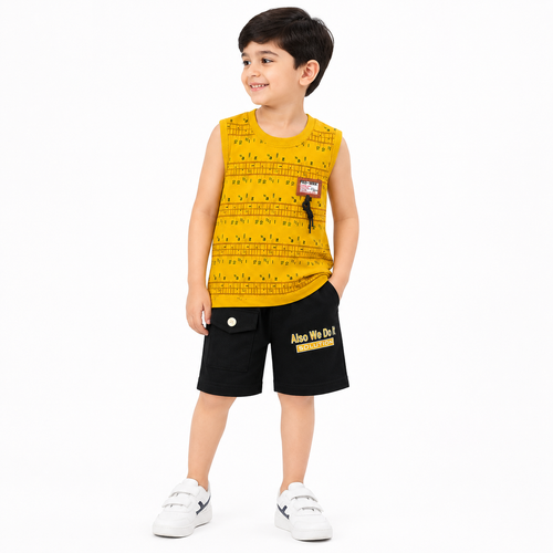 Boys Sunny Day Sleeveless Set - Mustard & Black