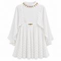 White Angel Cape Georgette Dress with Embellished Neck