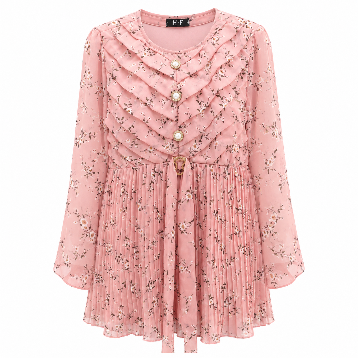 Blush Ruffle Floral Georgette Tunic