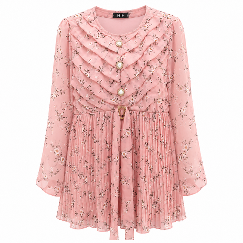 Blush Ruffle Floral Georgette Tunic