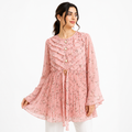 Blush Ruffle Floral Georgette Tunic