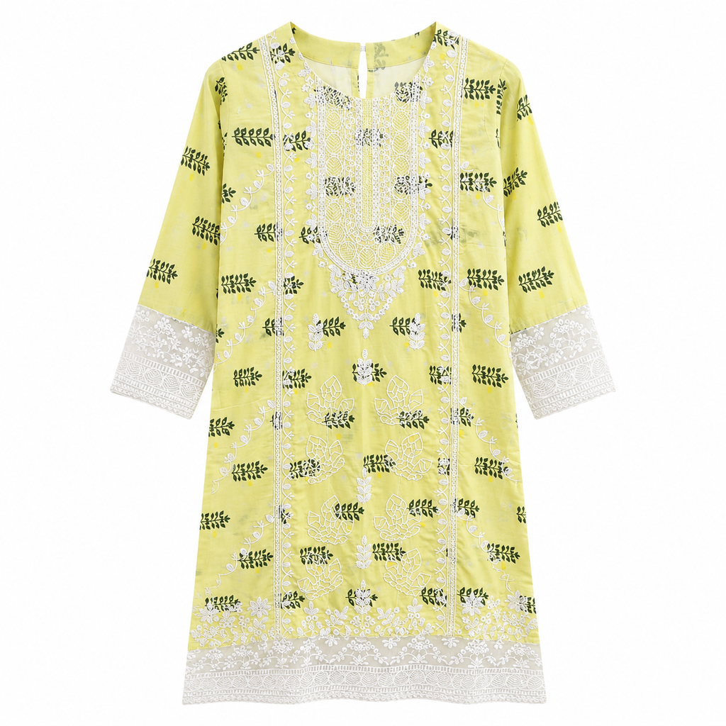 Citrus Bloom Embroidered Lemon Tunic