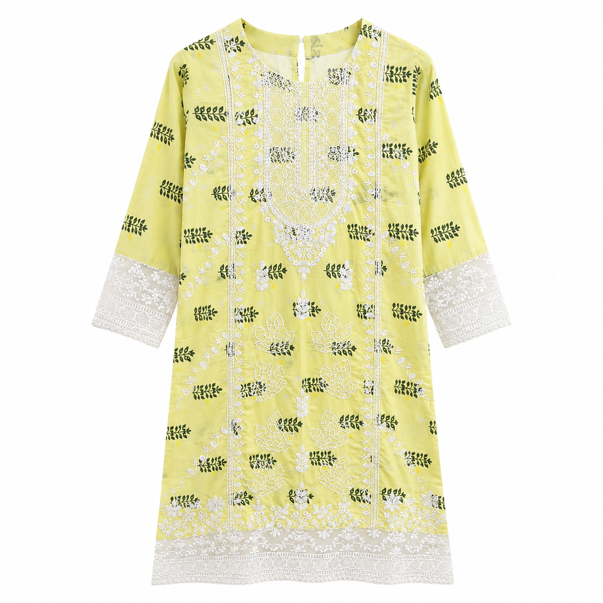 Citrus Bloom Embroidered Lemon Tunic