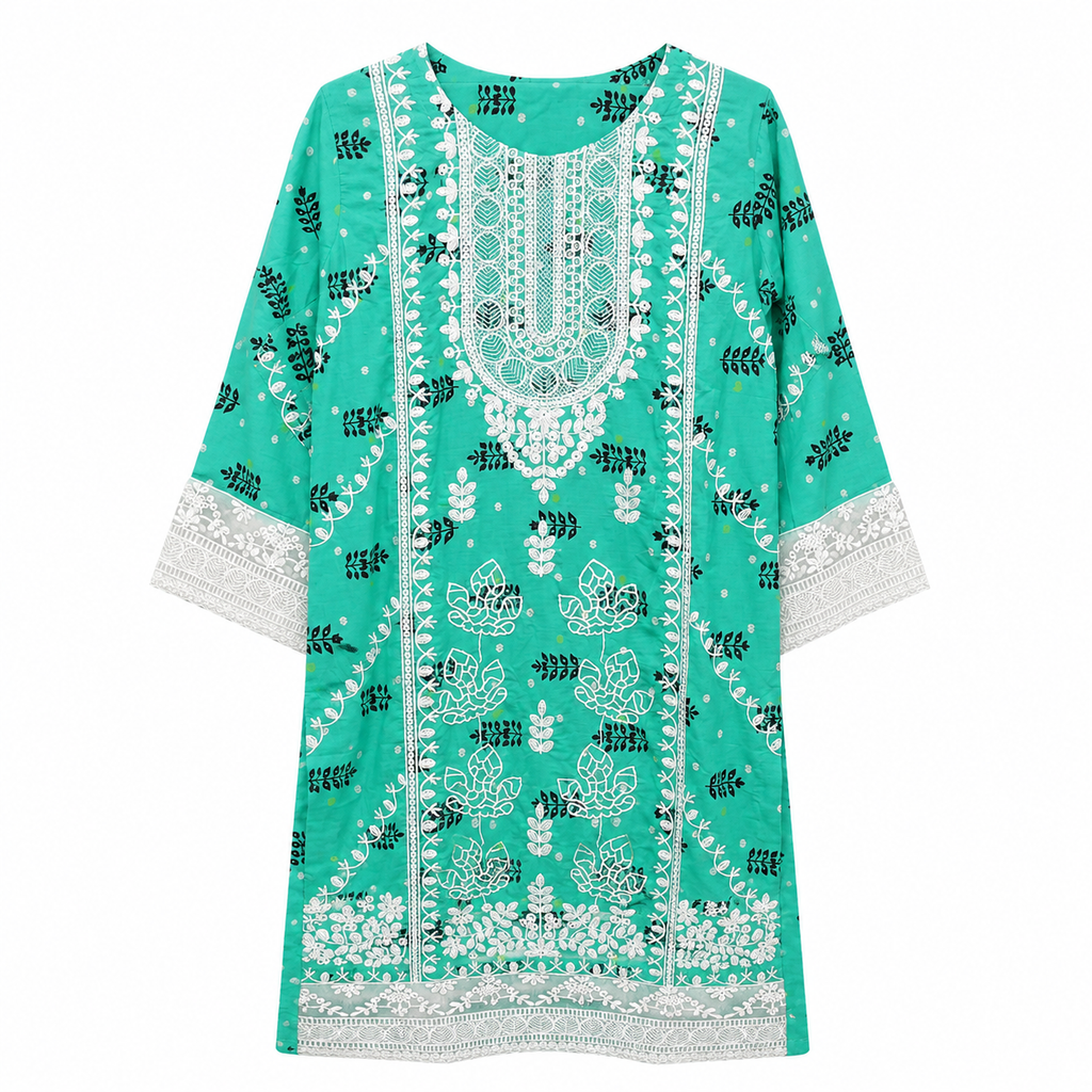 Mint Garden Embroidered Sea Green Tunic