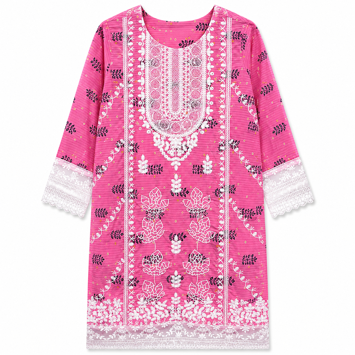 Rosy Bloom Embroidered Pink Tunic