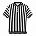 Mono Stripe Textured Zip Polo Shirt