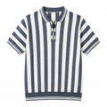 Coastal Stripe Textured Zip Polo Shirt