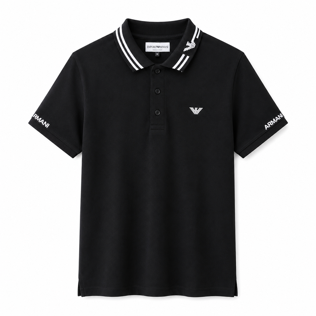 Signature Eagle Pique Polo Shirt - Black