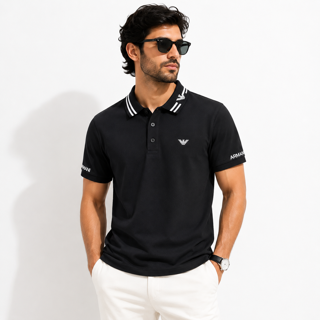 Signature Eagle Pique Polo Shirt - Black