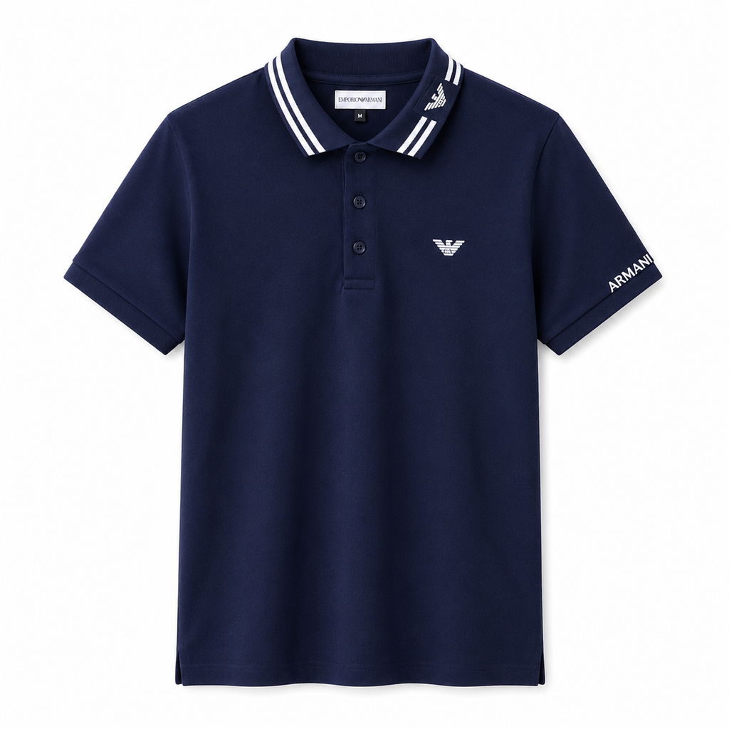 Signature Eagle Pique Polo Shirt - Navy