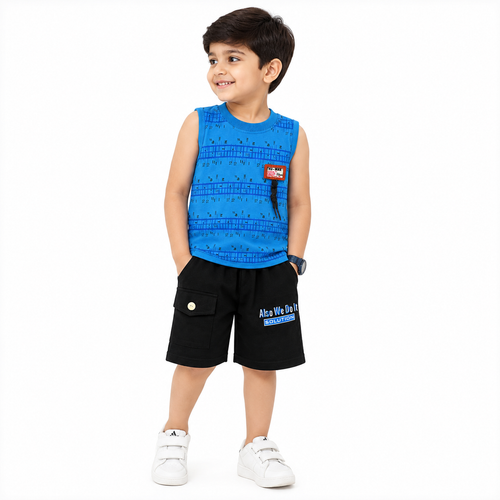 Boys Urban Cool Sleeveless Set - Blue & Black