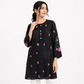 Midnight Bloom Embroidered Black Tunic