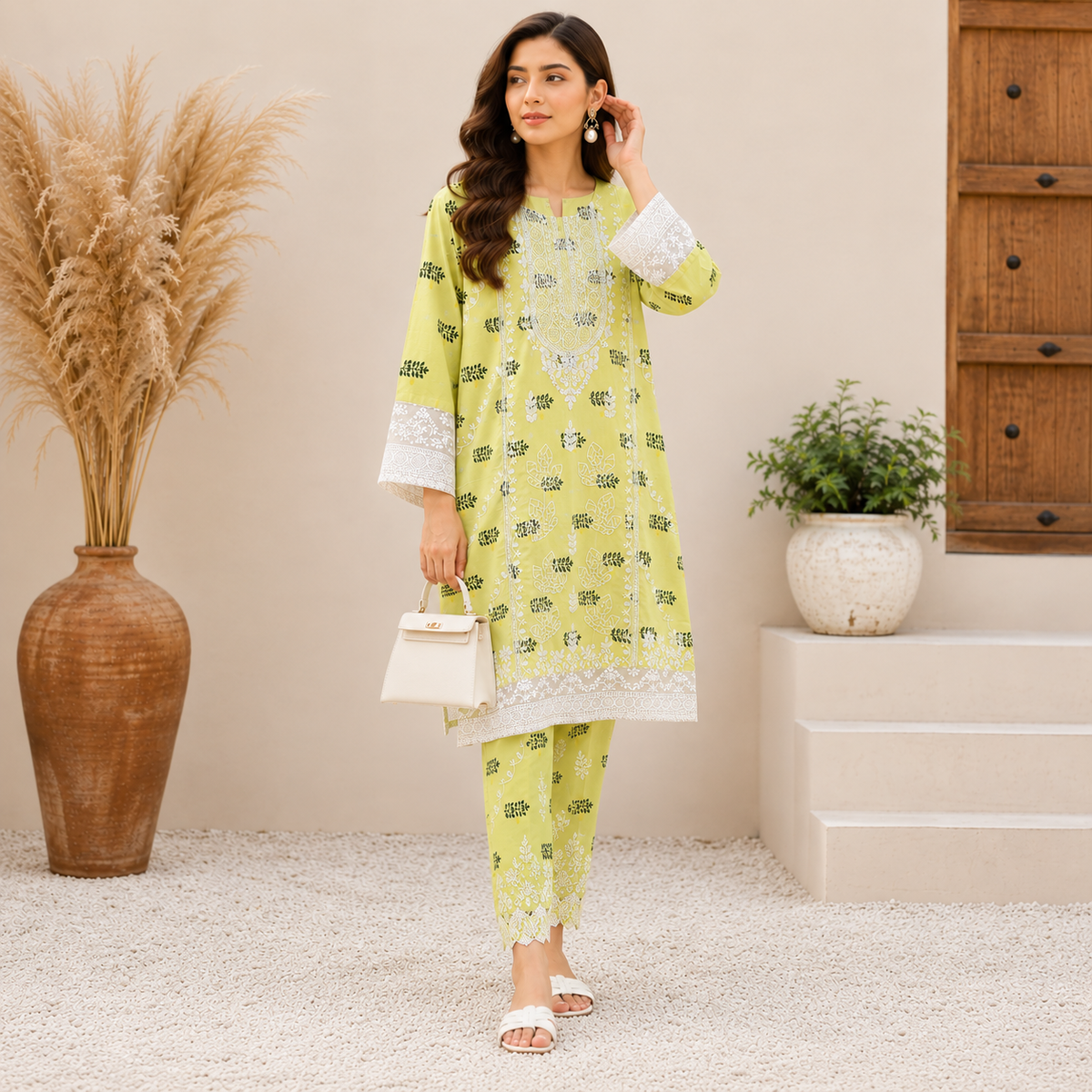 Citrus Bloom Embroidered Lemon Tunic