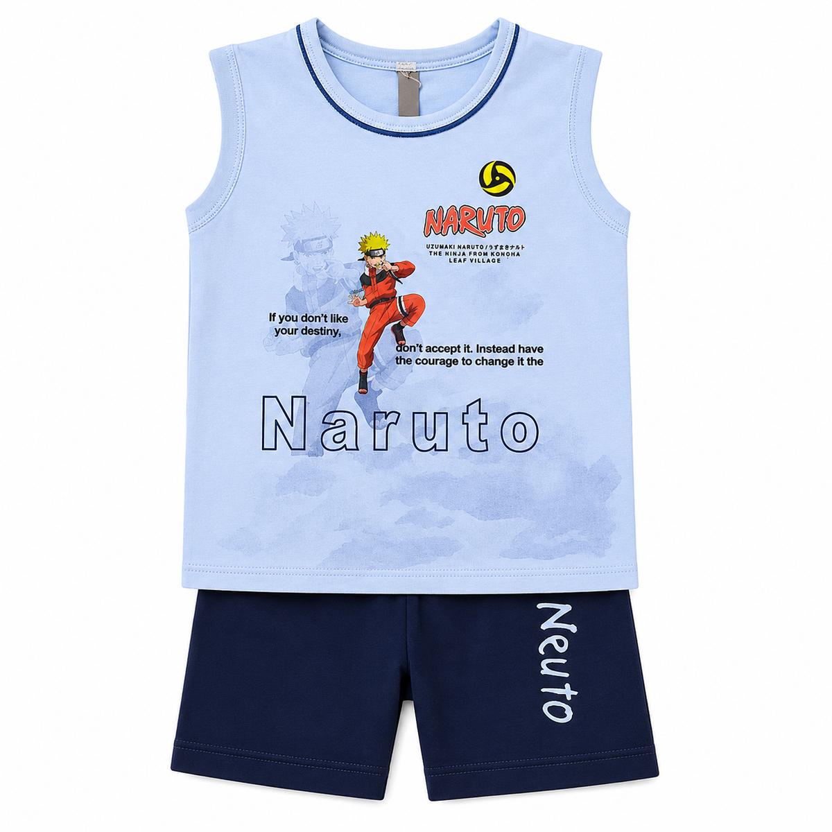 Boys Naruto Ninja Sleeveless Set - Sky Blue & Navy